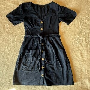 Abercrombie & Fitch Navy Button-Front Mini Dress